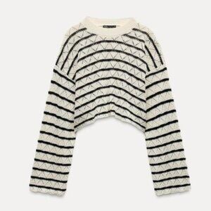Zara Crocheted Black and White Crop Top